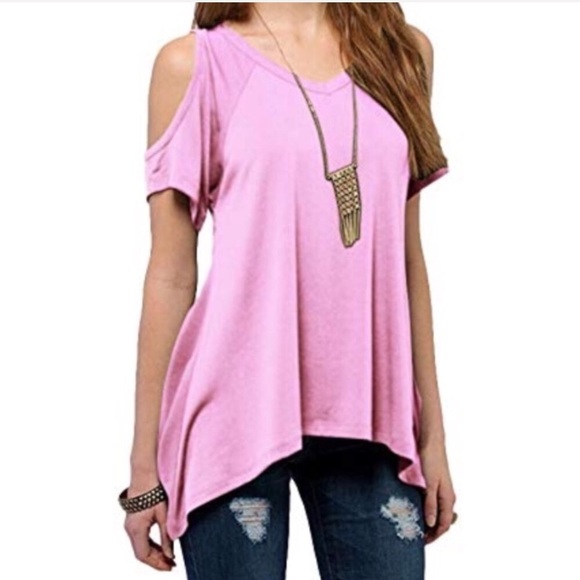 urban coco Tops - Light Purple/ pink cold shoulder